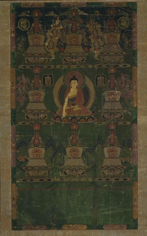 The Buddha Shakyamuni with eight stupas