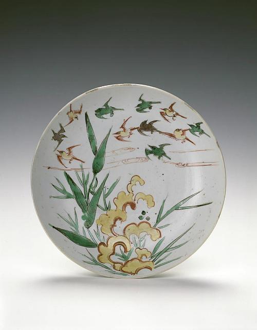 Dish with swallows, one of a pair