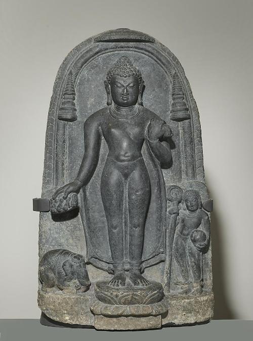 The Buddha taming the enraged elephant Nalagiri