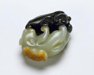 Double cat pendant with bat