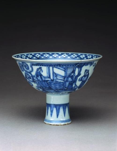 Stemmed bowl with an interior scene of a successful scholar