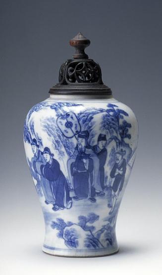 Vase with a scene of officials seeking seclusion in mountains