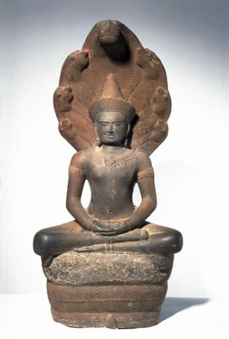 Crowned and bejeweled serpent-enthroned Buddha