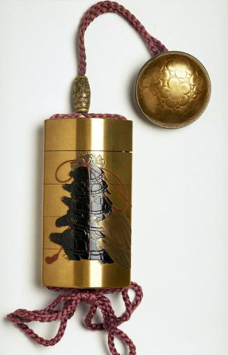 Manju-type netsuke with design of plum blossoms