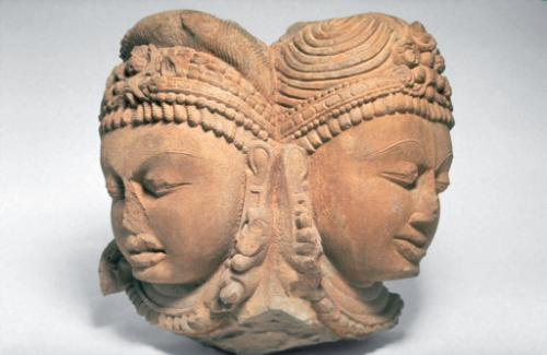 Two faces of a four-faced linga (Vamadeva and Sadyojata)