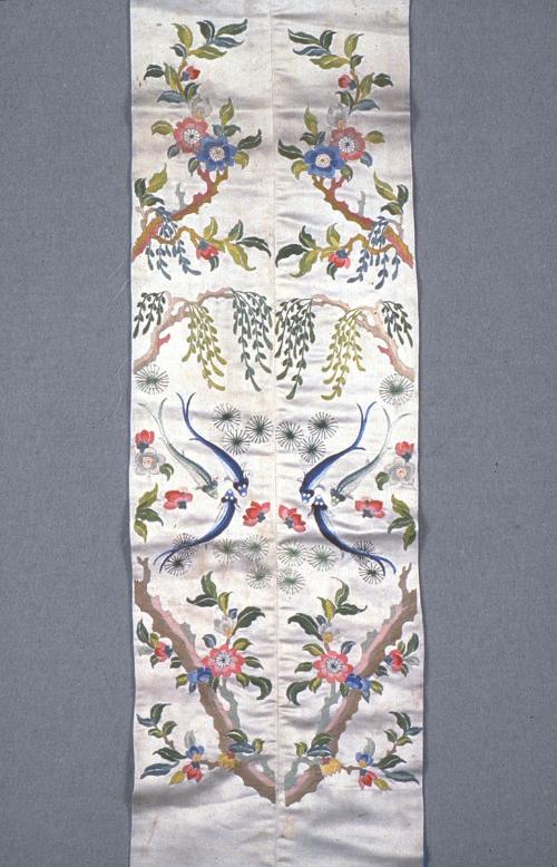 Sleeve bands with fish and peach blossom motif, one of a pair