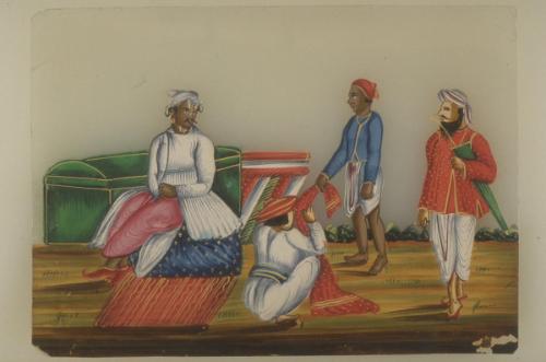 Cloth merchant and customers