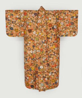 Karaori Noh robe with floral roundels on flowing water