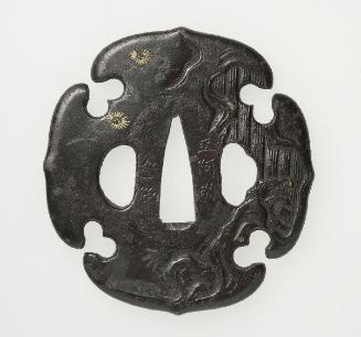 Sword guard (tsuba) with design of a waterfall and rocks