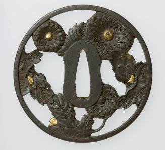 Sword guard with design of chrysanthemums