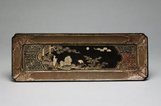 Rectangular tray with the scene of Lin Hejing and his crane