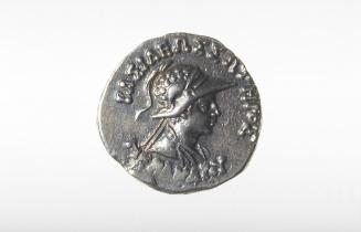 The Greek deity Athena, reverse side of a coin issued by the Indo-Greek king Menander I