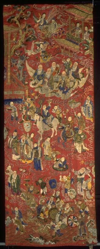 Embroidered banner depicting immortals