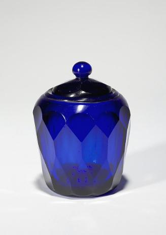 Cobalt faceted covered jar