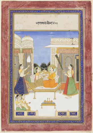 Lovers on a terrace, symbolizing a musical mode (Malkos Raga)