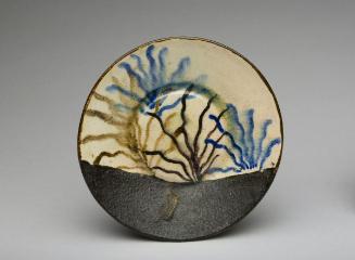 A set of five small dishes with designs of autumn plants