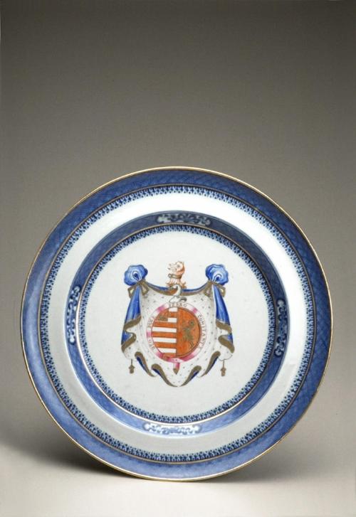 Plate with the combined coats-of-arms of the Caulfield and Talbot families