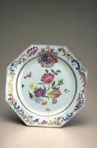 Plate with flowers and the coat of arms of Archer of Umberslade