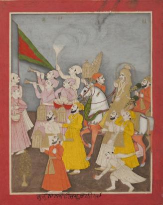 Guru Nanak's wedding procession, from a manuscript of the Janam Sakhi (Life Stories)