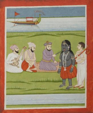 Guru Nanak’s meeting with Kaliyuga Manuscript page of the Janamsakhi (ਜਨਮਸਾਖੀ, Life Stories)