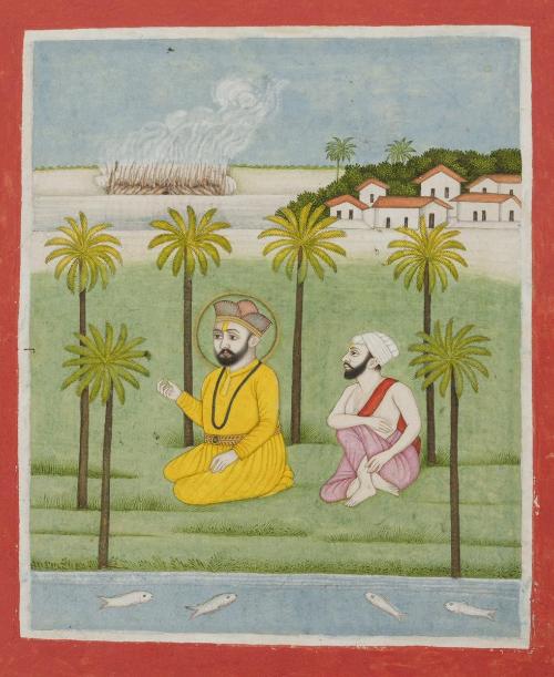 The Cremation of Mardana, from a manuscript of the Janam Sakhi (Life Stories)