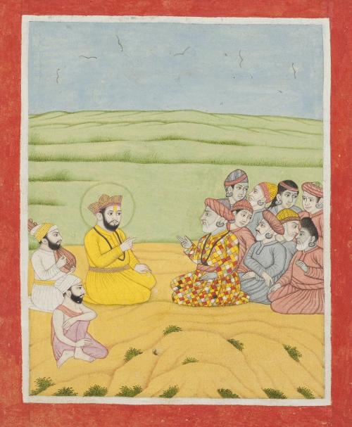 Guru Nanak’s meeting with Gorakhnath, page from a manuscript of the Janam Sakhi (Life Stories)