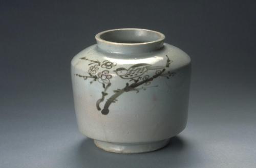 Jar with bird and flower design