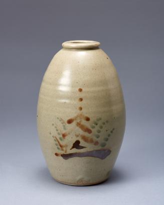 Oval vase with pagoda design