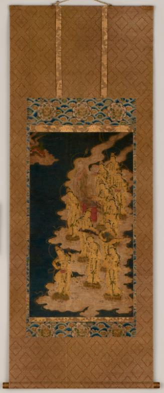 Bodhisattvas descending from paradise (section from the Descent of the Buddha Amitabha), part of a triptych