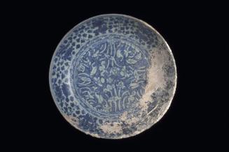 Plate with egrets and aquatic plants