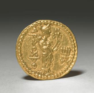 The Iranian deity Ardoksho, reverse side of a coin issued by the Kushan king Huvishka