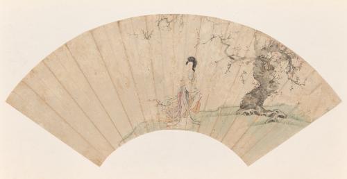 Beauty with Fan under Prunus