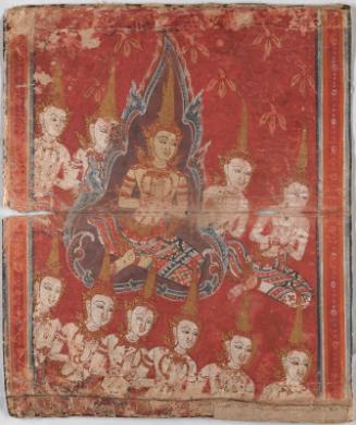 The bodhisattva Maitreya and his celestial attendants, from a manuscript of scenes from the story of the holy monk Phra Malai