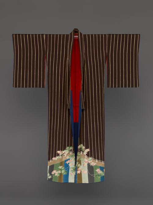 Kimono with bamboo and outdoor curtain design