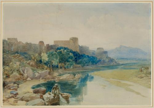 View of a fortress along a river