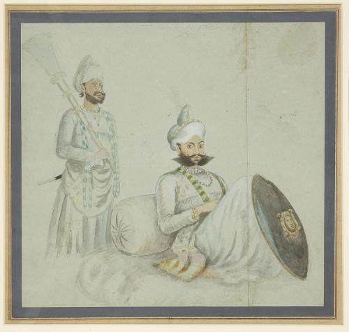 Maharana Sarup Singh of Mewar (reigned 1842-1861) with an attendant