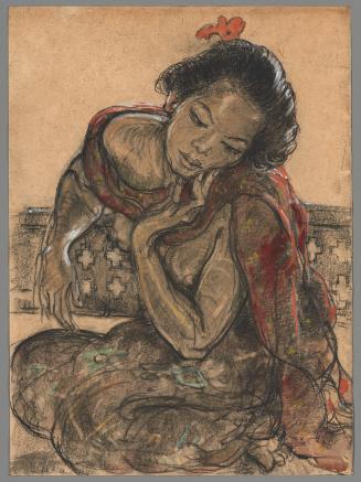 Portrait of Ni Pollok resting her head on her hand