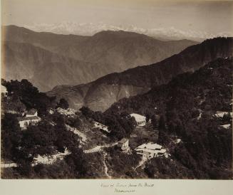 View of snows from the Mall.  Mussourie