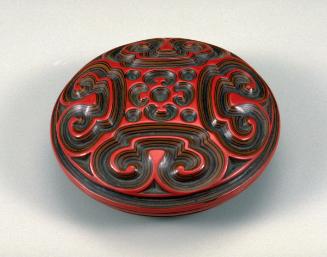 Round incense container (kogo) with guri designs, with lid