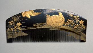 Comb with quails and autumn plants