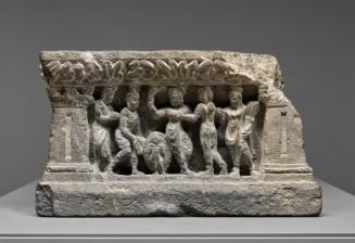 Architectural element with four scenes of the life of the Buddha