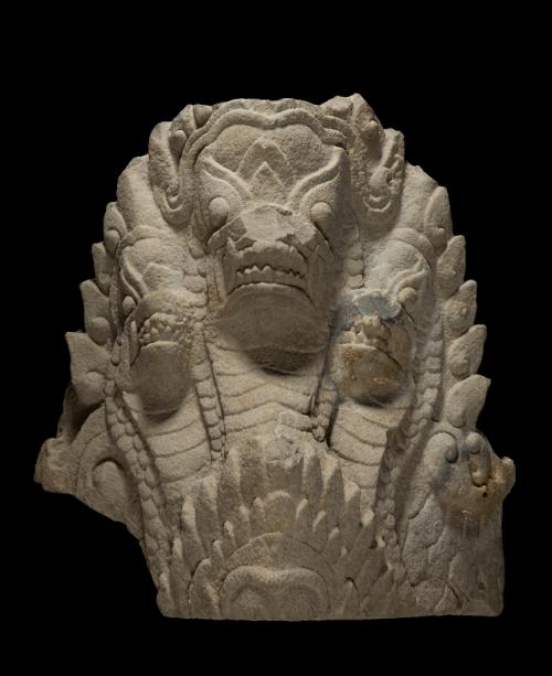 Architectural element with three-headed mythical serpent