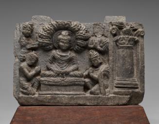 Indra and Brahma entreat the Buddha to preach