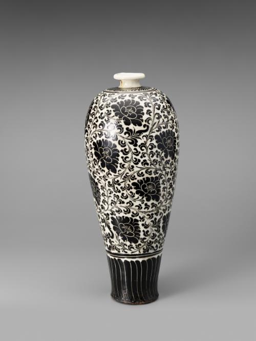 Vase with design of scrolling peonies