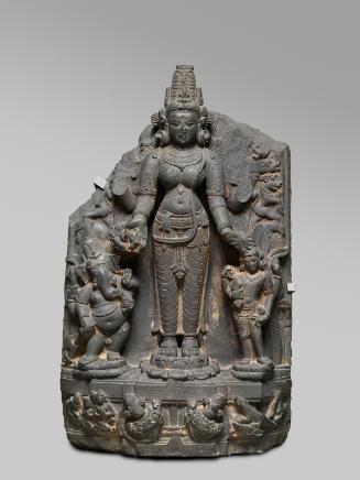 The Hindu deity Parvati with her sons Ganesha and Skanda