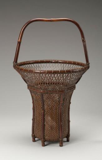 Flower basket with handle and flaring sides