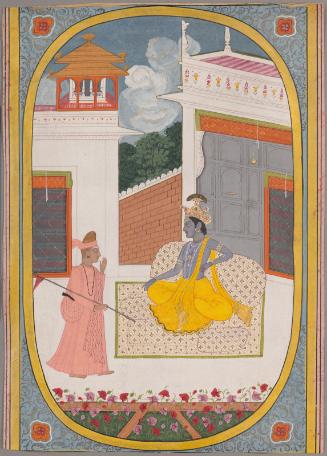 A female ascetic warns Krishna, from a Rasikapriya (Connoisseur's Delights) series