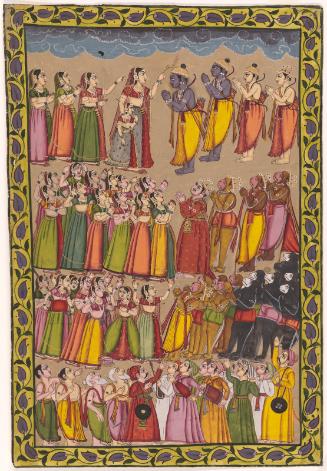 The welcome of the  heroes Rama and Lakshmana,  from the Impey Ramayana (Epic of Rama)