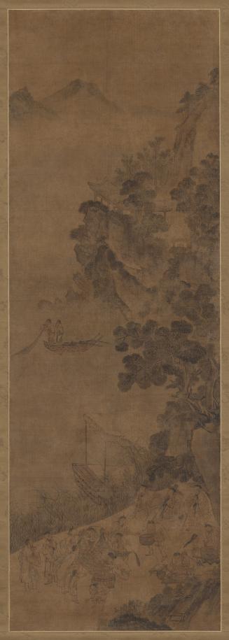 Fisherman and scholars in a landscape