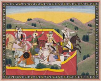 Harem ladies hunting within a canvas wall enclosure